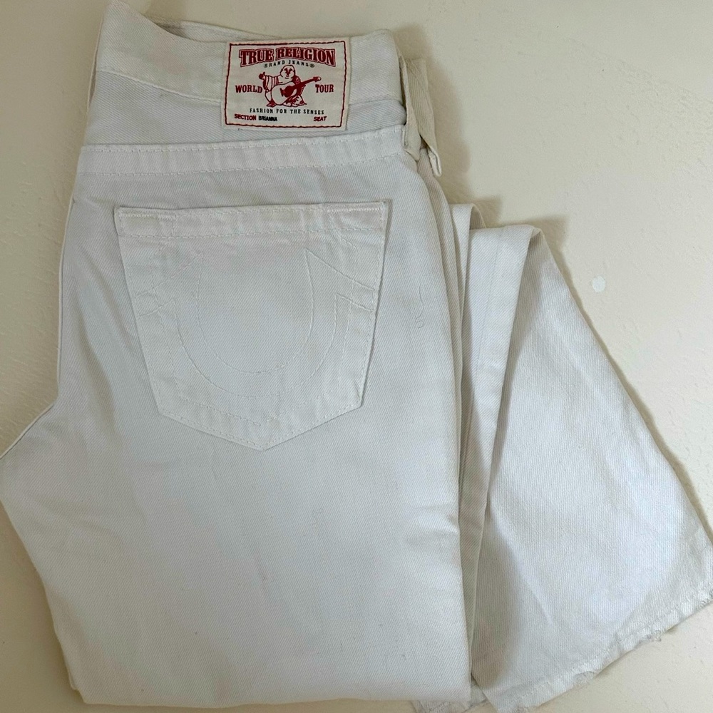 True Religion Distressed White Jeans